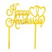 Cake topper Happy Anniversary Goud OP=OP